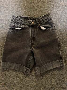 Vintage Levi's 550 Black Denim Orange Tab High Rise Relaxed Fit Jean Shorts